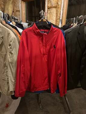 Vintage Polo Golf Ralph Lauren Red 1/4 Zip Pullover Windbreaker Jacket XL